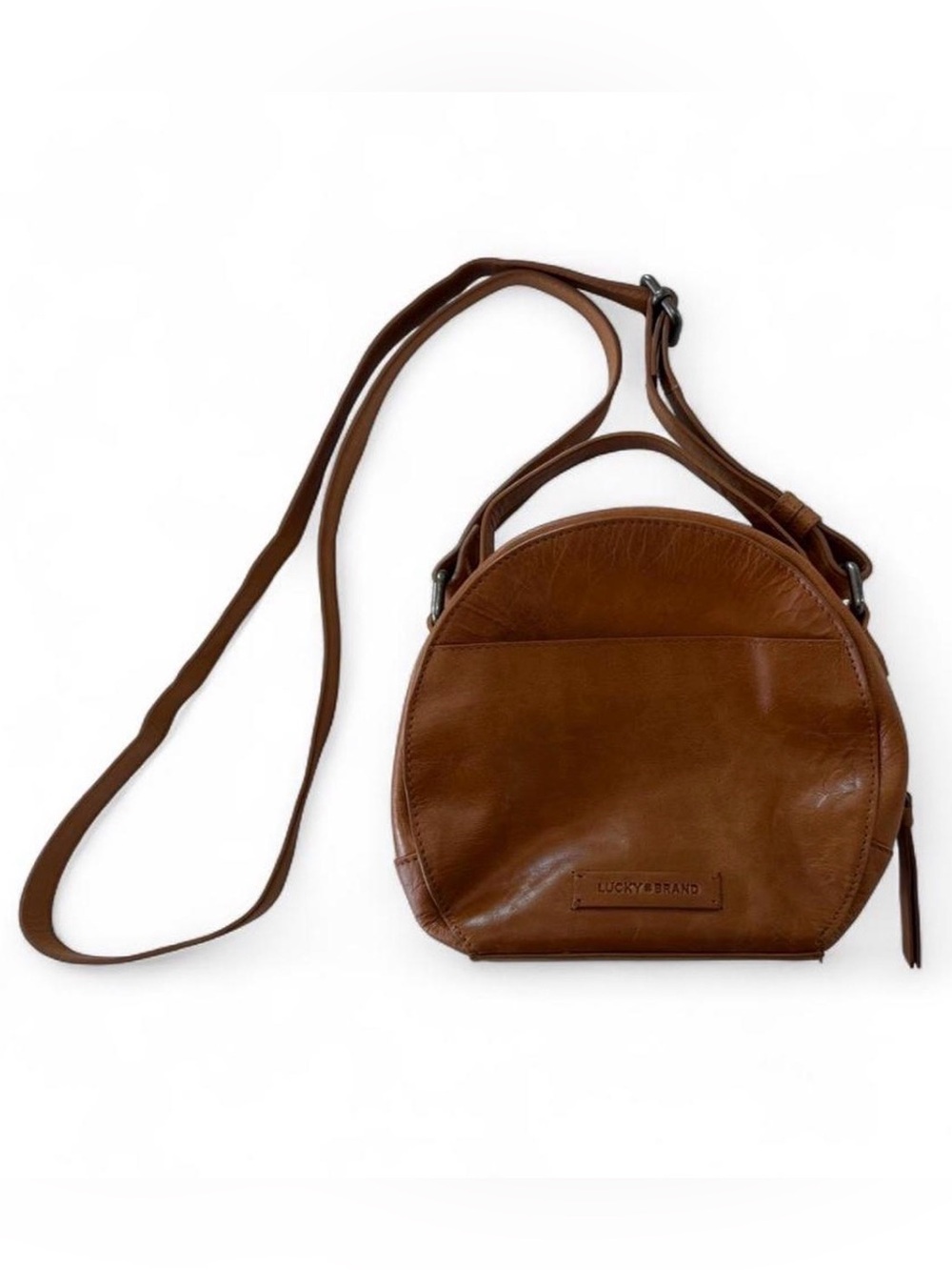 Lucky Brand Tan Brown Round Leather Crossbody